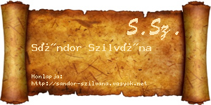 Sándor Szilvána névjegykártya
